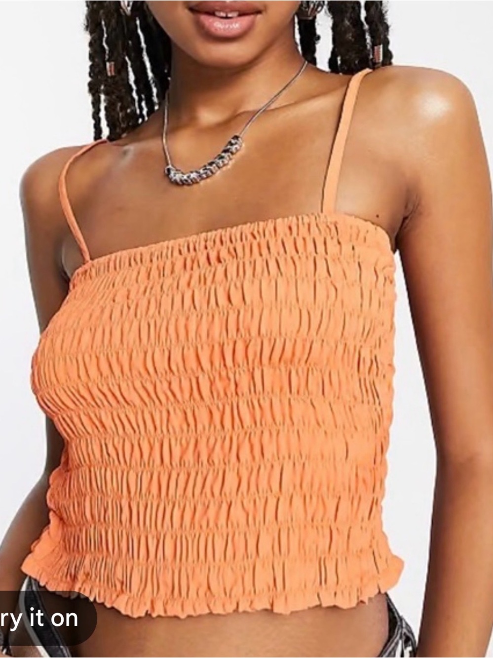 aerie Smocked Cami Crop Top - Peach